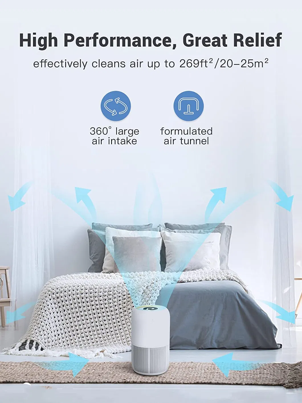 Home Use Air Cleaner Super Quiet HEPA Purifier Household Air Purifier with Touch Screen Switch