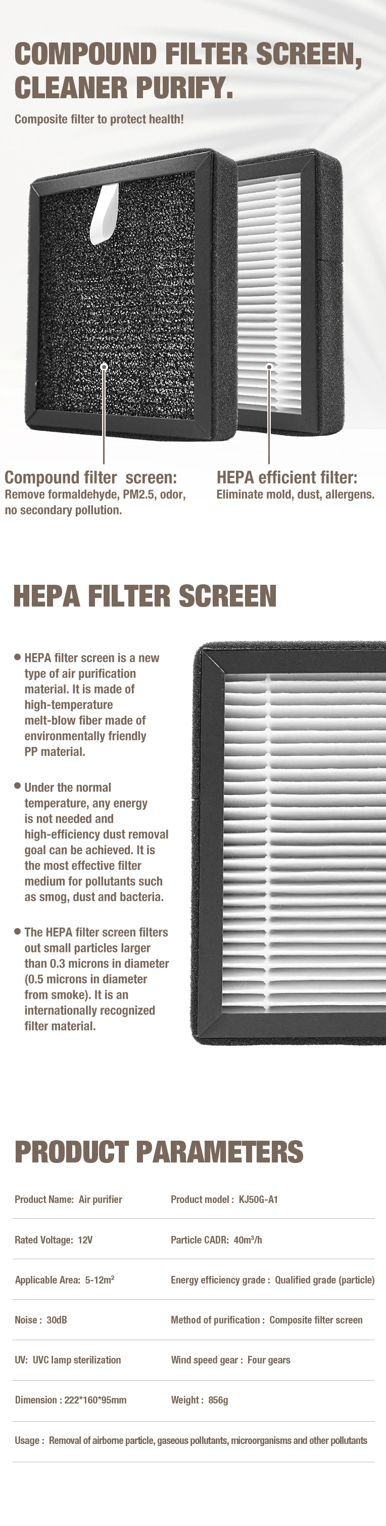 Olansi HEPA Air Purifier Portable Air Purifier A1