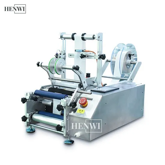 Henwi Desktop Round Bottle Label Machine Labeling Applicator Machine Plastic Bottle Tabletop Portable Semi Automatic Label Applicator 