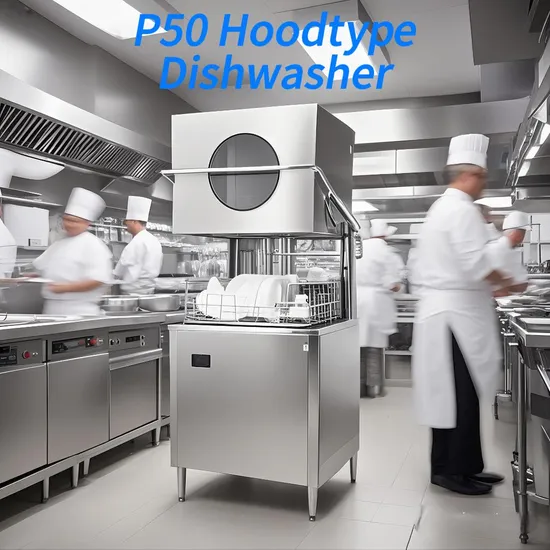 Professional Freestanding P50 Hood Type Dishwasher for Cafeteria and Cafe Needs 